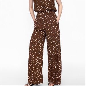 Zara Women’s Brown & White Polka Dot Trousers